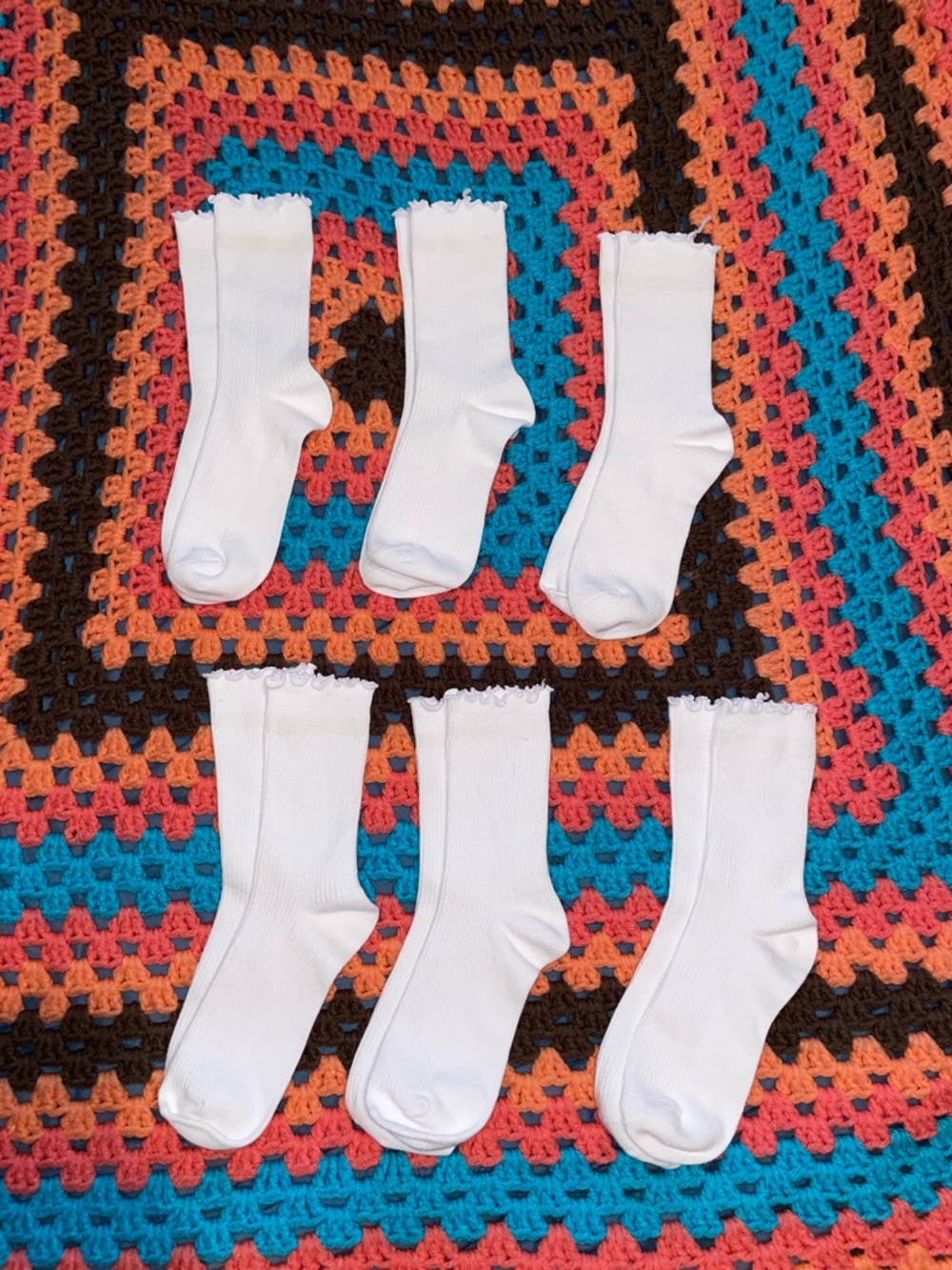 White Frilled Crew Socks - Pack of 6